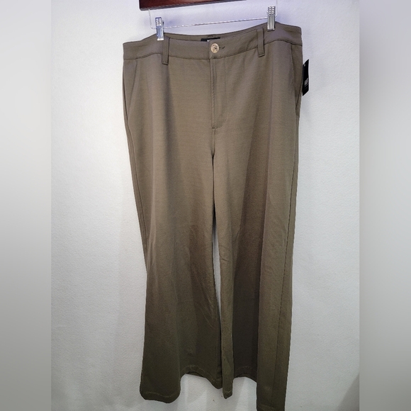Kut from the Kloth Meg Super Wide Leg High Rise Trousers Color Olive Size 18 - Picture 16 of 16